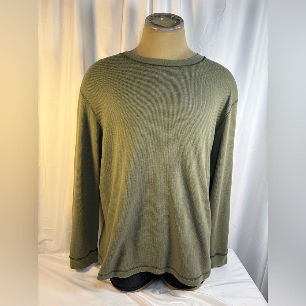 Hollister Olive Green Waffle Knit Long Sleeve Top Y2K